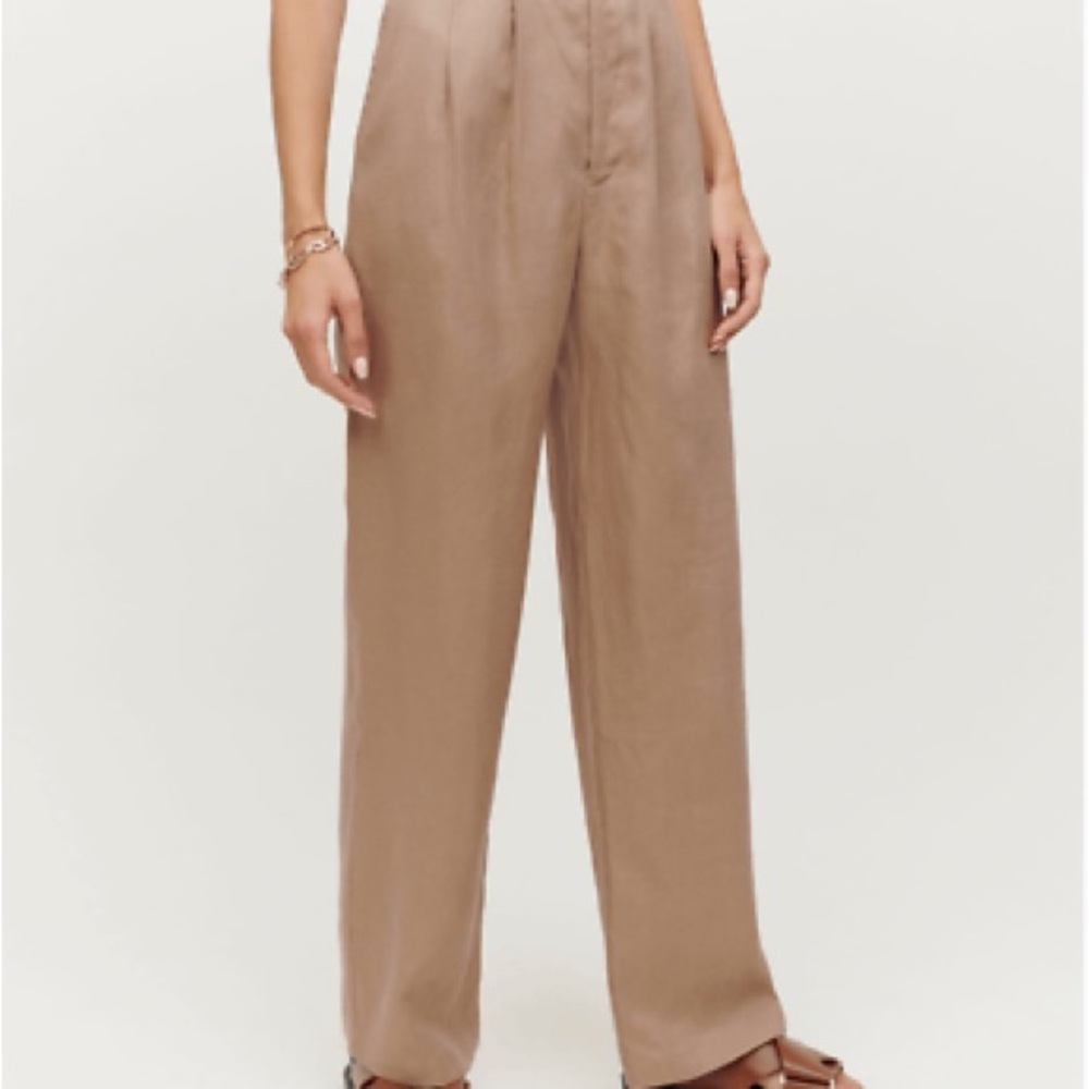 Reformation Tan Wide Leg Pants High Waisted